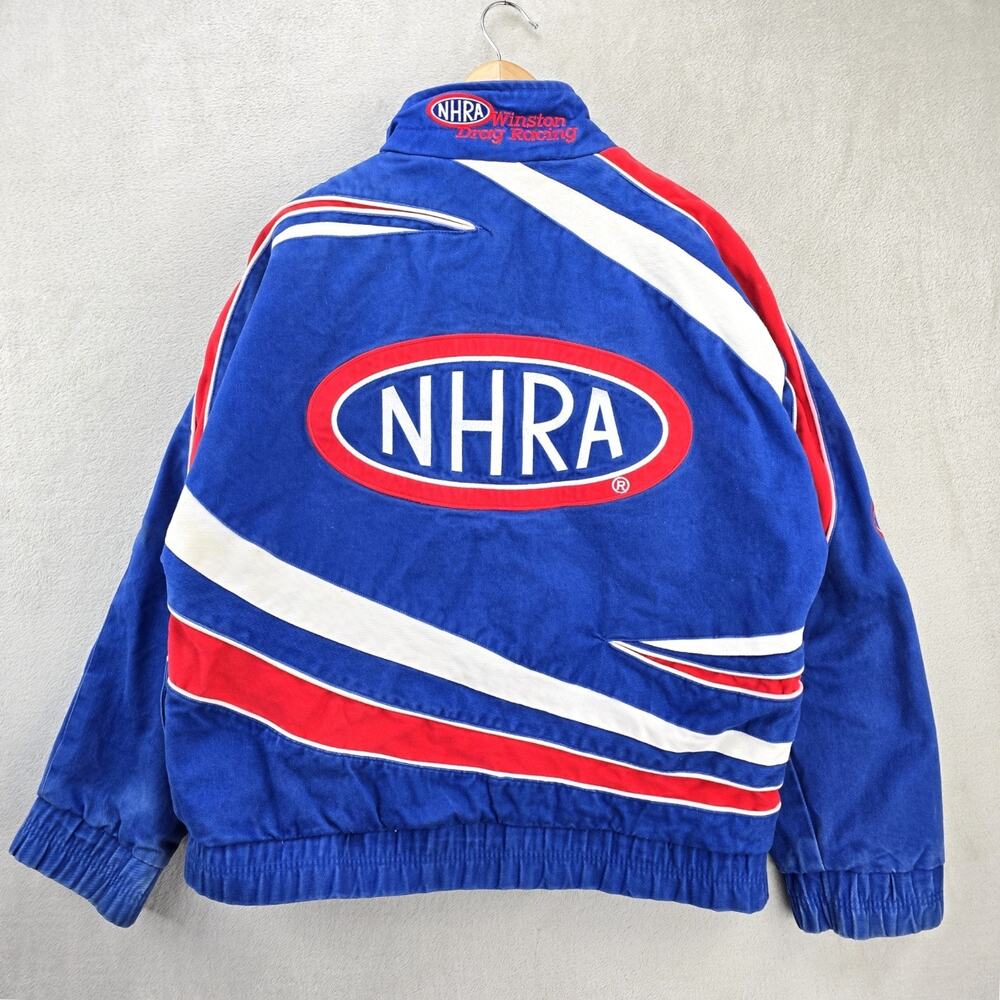 VTG NHRA Winston Drag Racing Jacket Mens Large Blue H3 Sportgear Nascar 90s